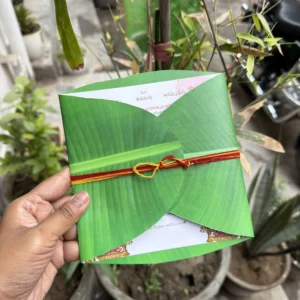 Handcrafted Banana Leaf Wedding Invitation for South Indian Weddings